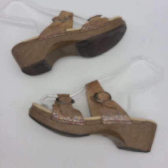Dansko Sophie Shoes Womens 39 US Size 8.5 to 9 Tan Silver Iridescent Leather - Picture 10 of 14